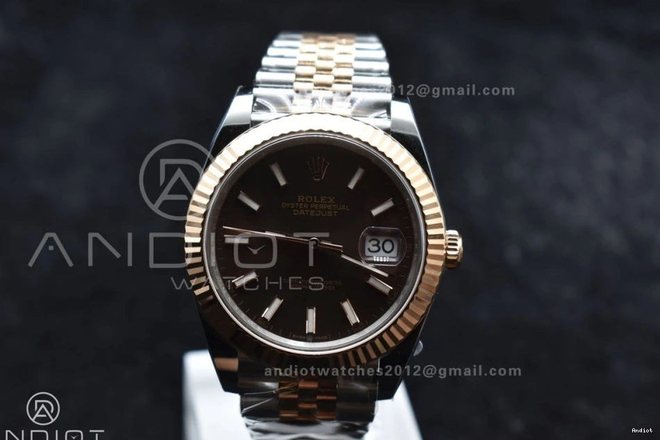 1:1 Best 904L SS Dial Stick Bracelet VR3235 on Steel Clean Edition Brown 41 DateJust RG 126333 Jubilee 0409